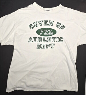 Silver Mountain Seven Up Athletic Dept Men's White Green Cotton T-Shirt Size XL